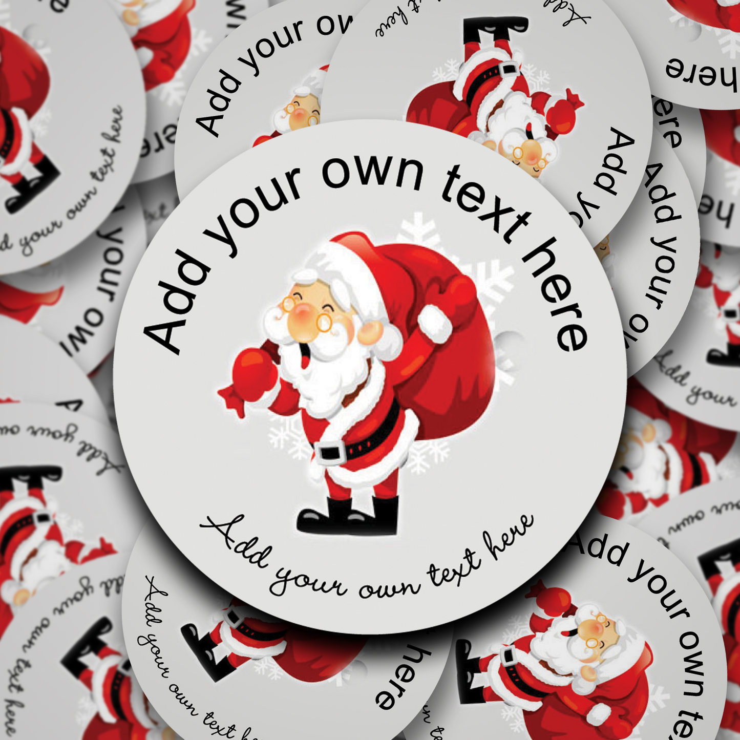 Santa themed personalised christmas stickers