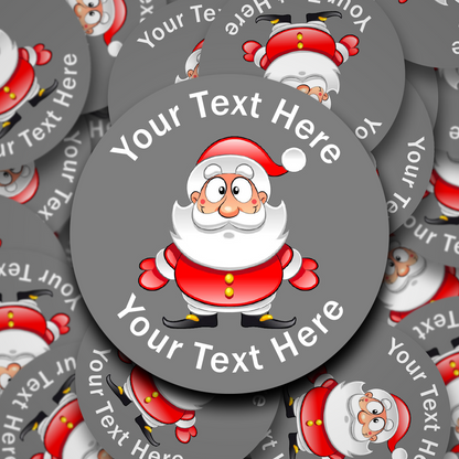 Boggle Eyed Santa personalised Christmas Stickers - 9 Colour Options