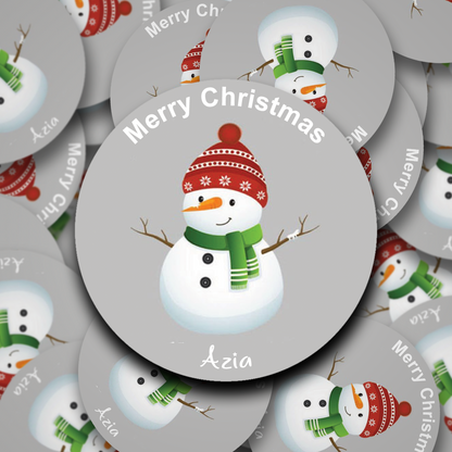 Snowman Design personalised stickers in 6 colour coptions