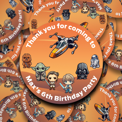 Star Wars personalised birthday stickers