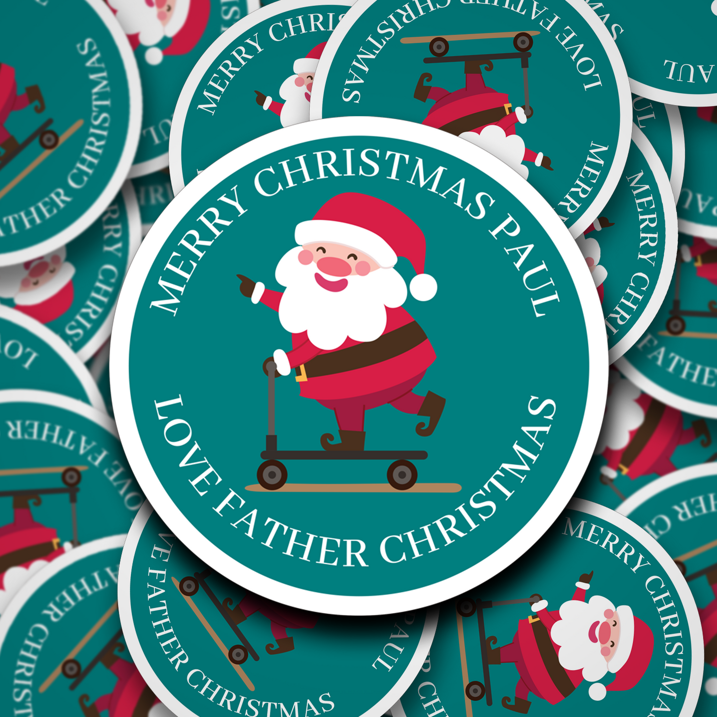 Father Christmas personalised stickers - 4 Colour Options