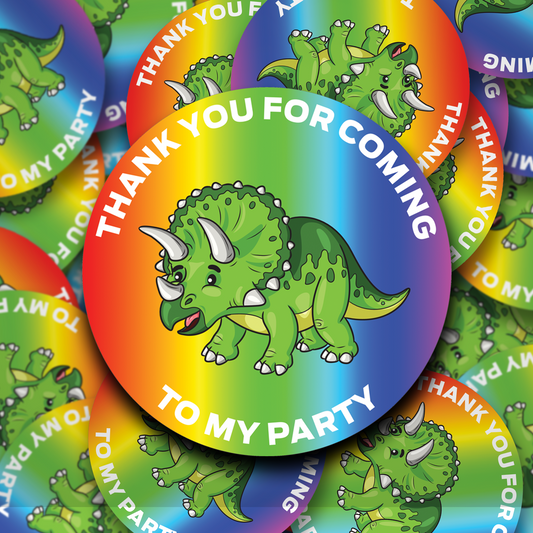Triceratops Dinosaur birthday party stickers - Birthday Party Bag Stickers