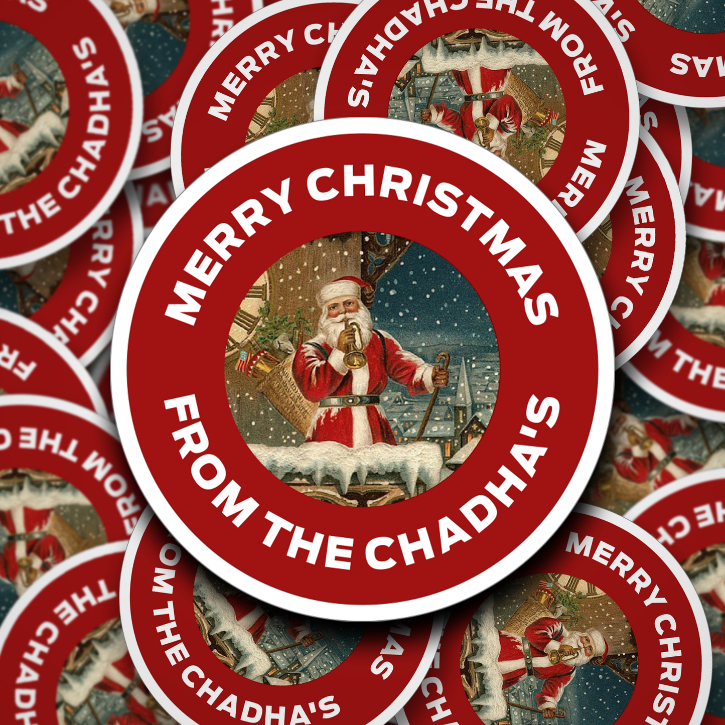 Vintage personalised Christmas Stickers