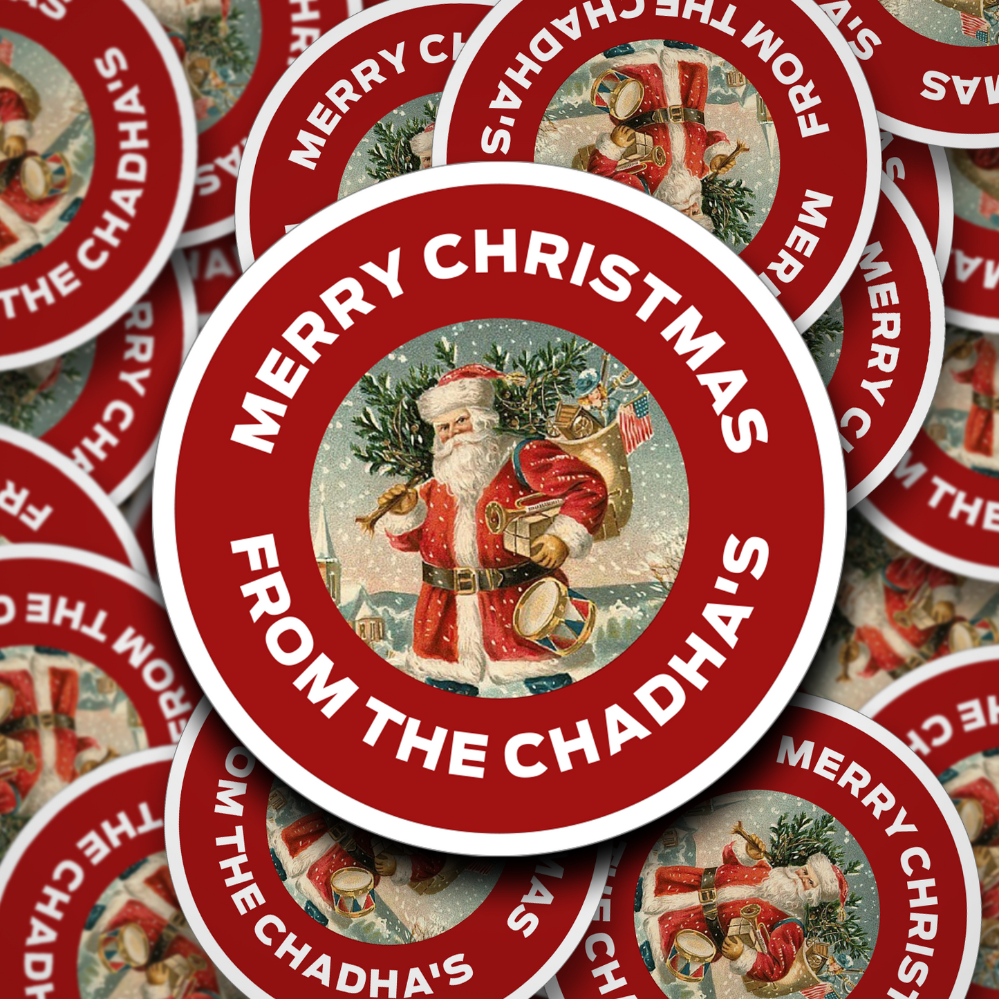 Vintage personalised Christmas Stickers