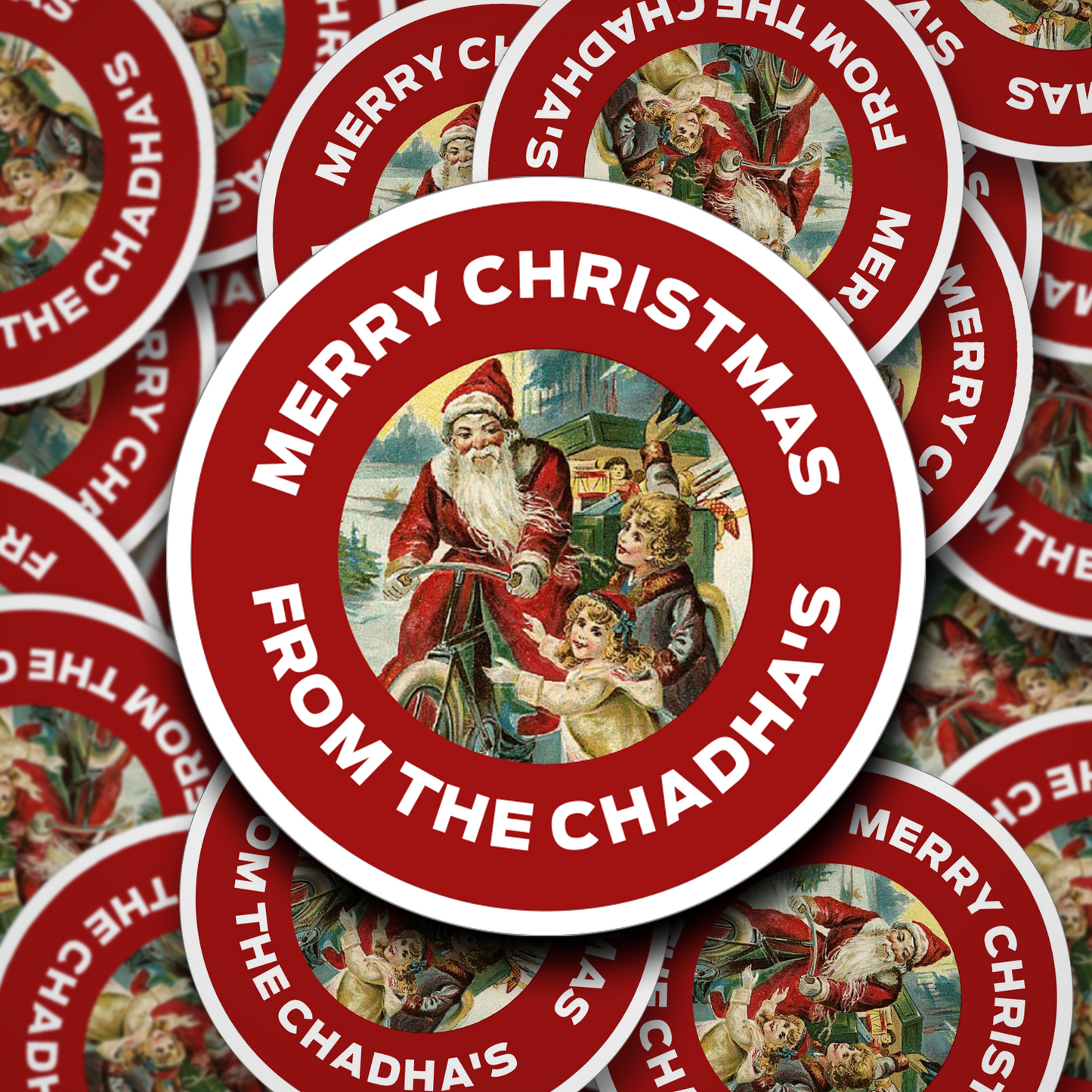 Vintage personalised Christmas Stickers