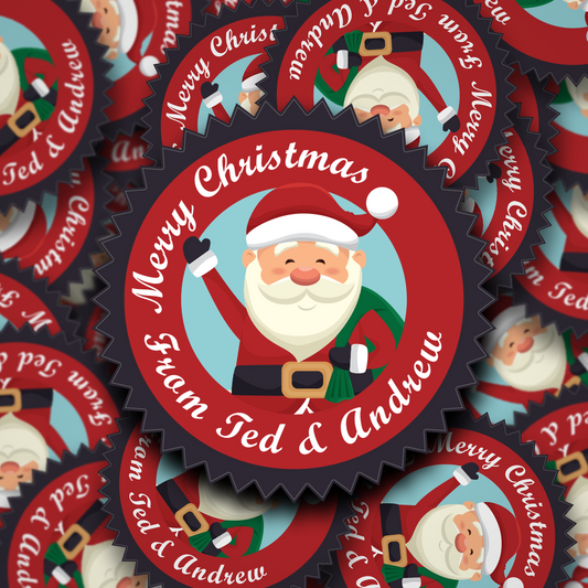 Waving Santa personalised Christmas Stickers