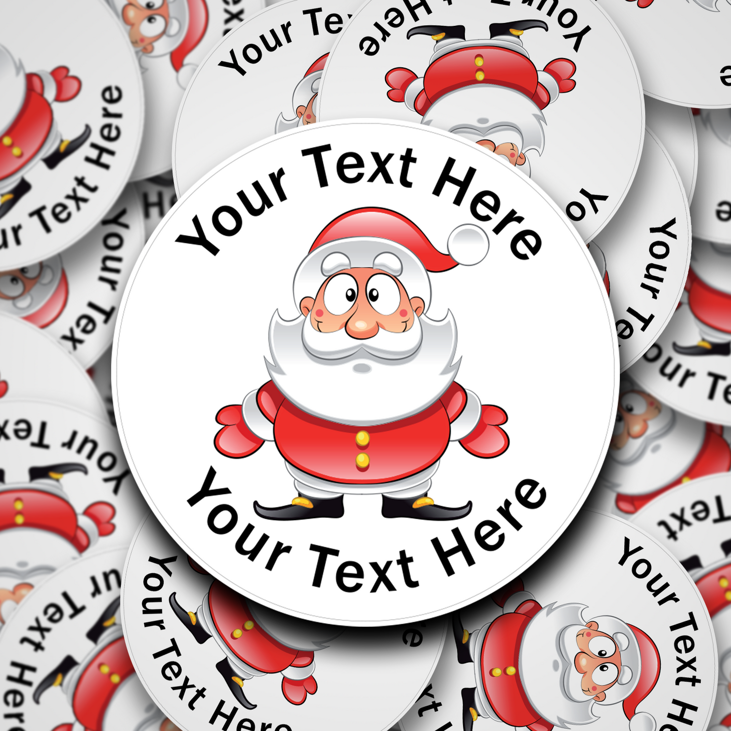 Boggle Eyed Santa personalised Christmas Stickers - 9 Colour Options